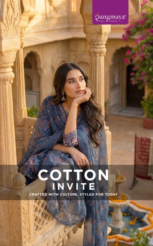 Rangmaya cotton invite 3pcs wholesale kurti dealers in bangalore